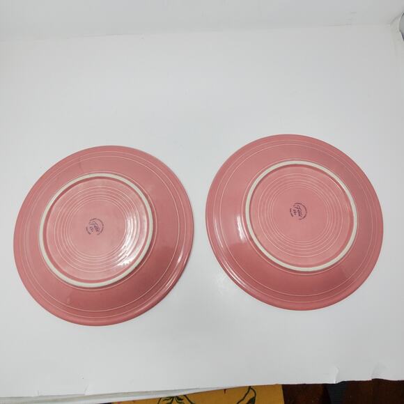 Fiesta Pink Homer Laughlin 10.5" Dinner Plate Signs of wear No Chip x2 - Picture 3 of 4